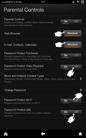 how to change amazon fire parental control password