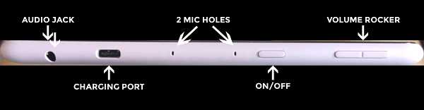 Side view of the buttons and ports on the Fire HD 10 (11th generation)