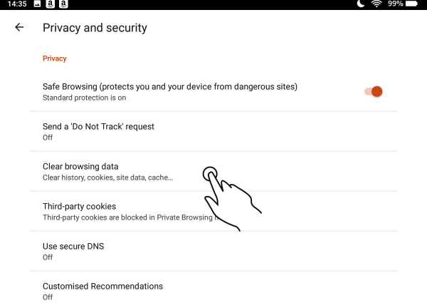 Clear browsing data Clear browsing data