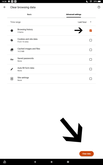 Clear browsing data Clear browsing data