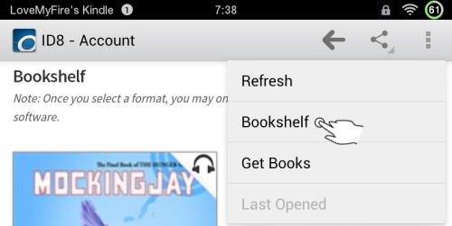 Kindle Fire OverDrive App Select Bookshelf