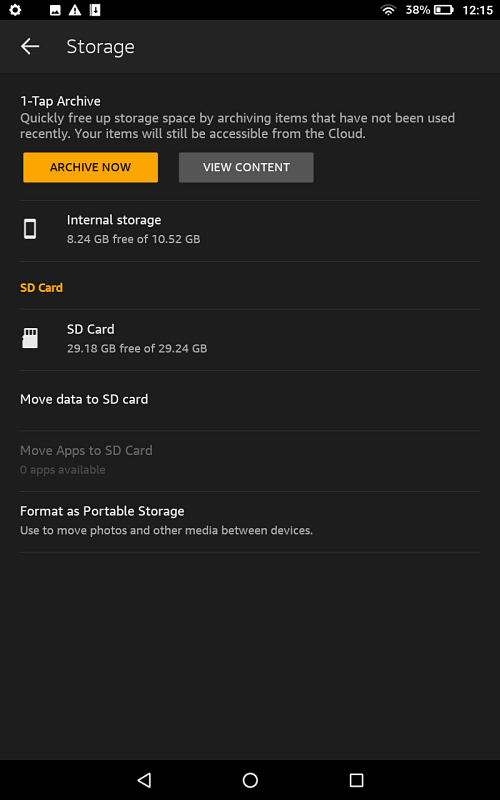 How the storage screen looks when SD card has been used as internal storage How the storage screen looks when SD card has been used as internal storage